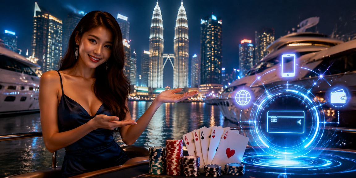 Pemain poker di Kuala Lumpur menggunakan aplikasi mudah alih untuk permainan meja dalam talian